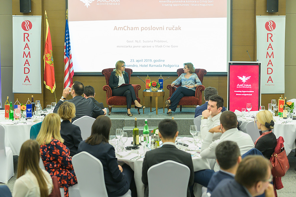 Business luncheon with the Minister of Public Administration, Suzana Pribilovic, April 23, 2019